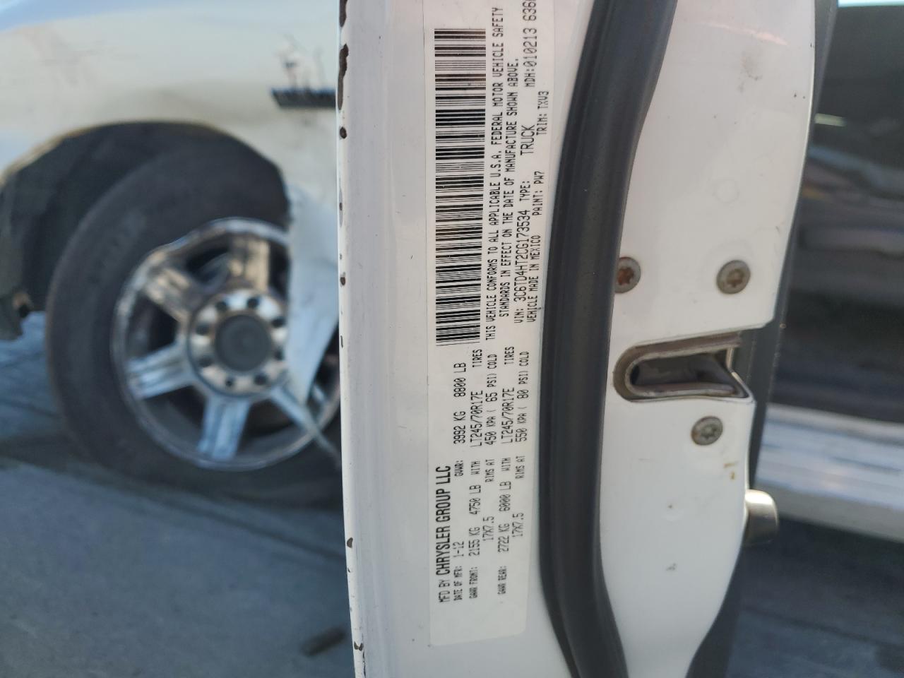 2012 Dodge Ram 2500 St VIN: 3C6TD4HT2CG173534 Lot: 70154695