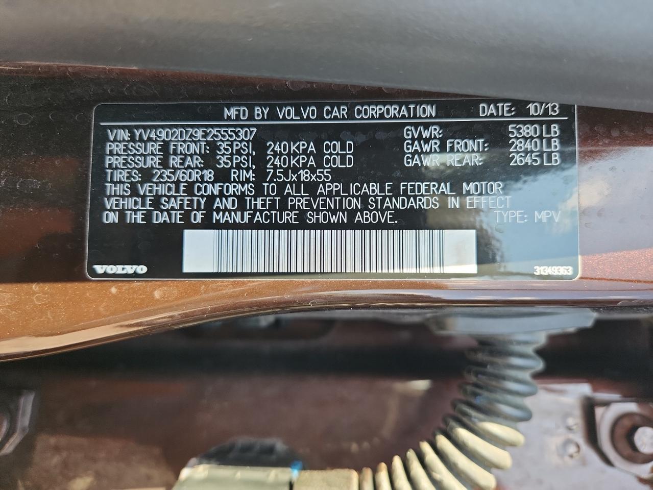 2014 Volvo Xc60 T6 VIN: YV4902DZ9E2555307 Lot: 69834875