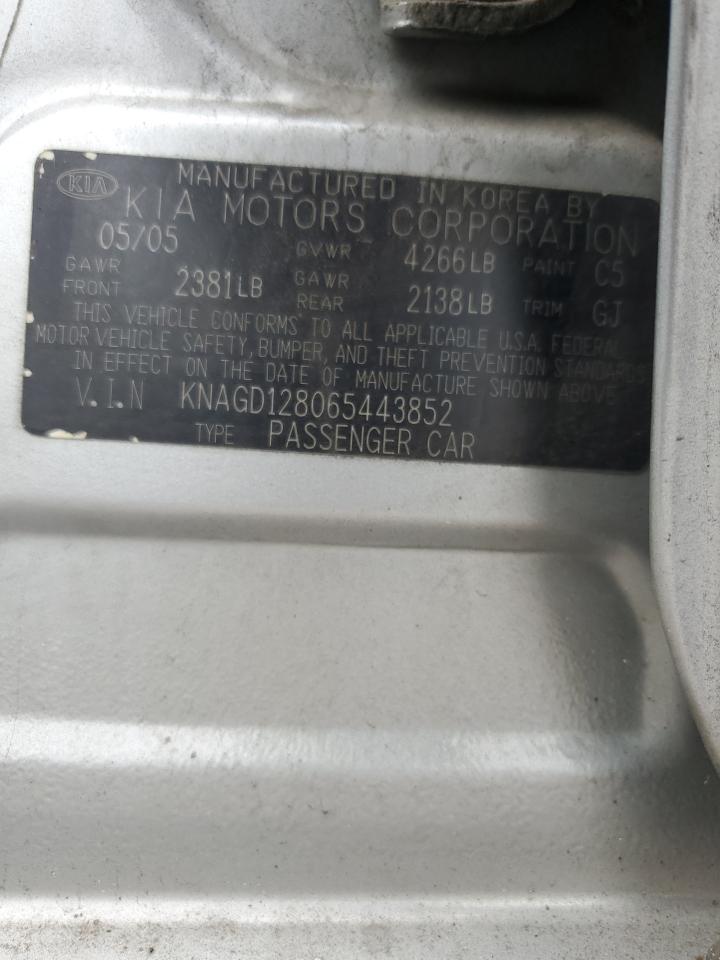 2006 Kia Optima Lx VIN: KNAGD128065443852 Lot: 68835355