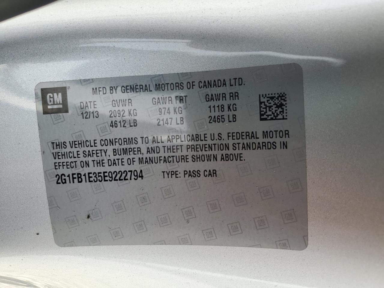 2014 Chevrolet Camaro Lt VIN: 2G1FB1E35E9222794 Lot: 70681215