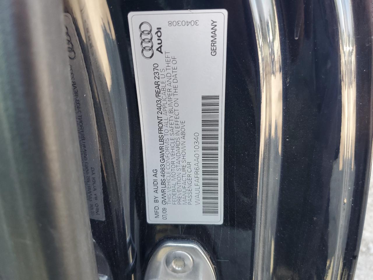 2010 Audi A5 Premium Plus VIN: WAULFAFR6AA010340 Lot: 68425265