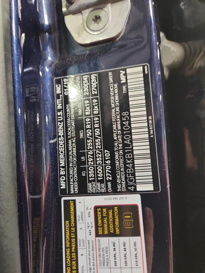 2020 Mercedes-Benz Gle 350 4Matic VIN: 4JGFB4KB1LA010458 Lot: 70307005