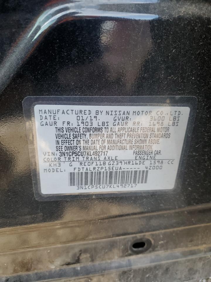 2019 Nissan Kicks S VIN: 3N1CP5CU7KL492717 Lot: 69274765