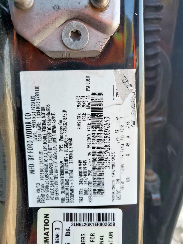 2014 Lincoln Mkz VIN: 3LN6L2GK1ER802659 Lot: 68290255