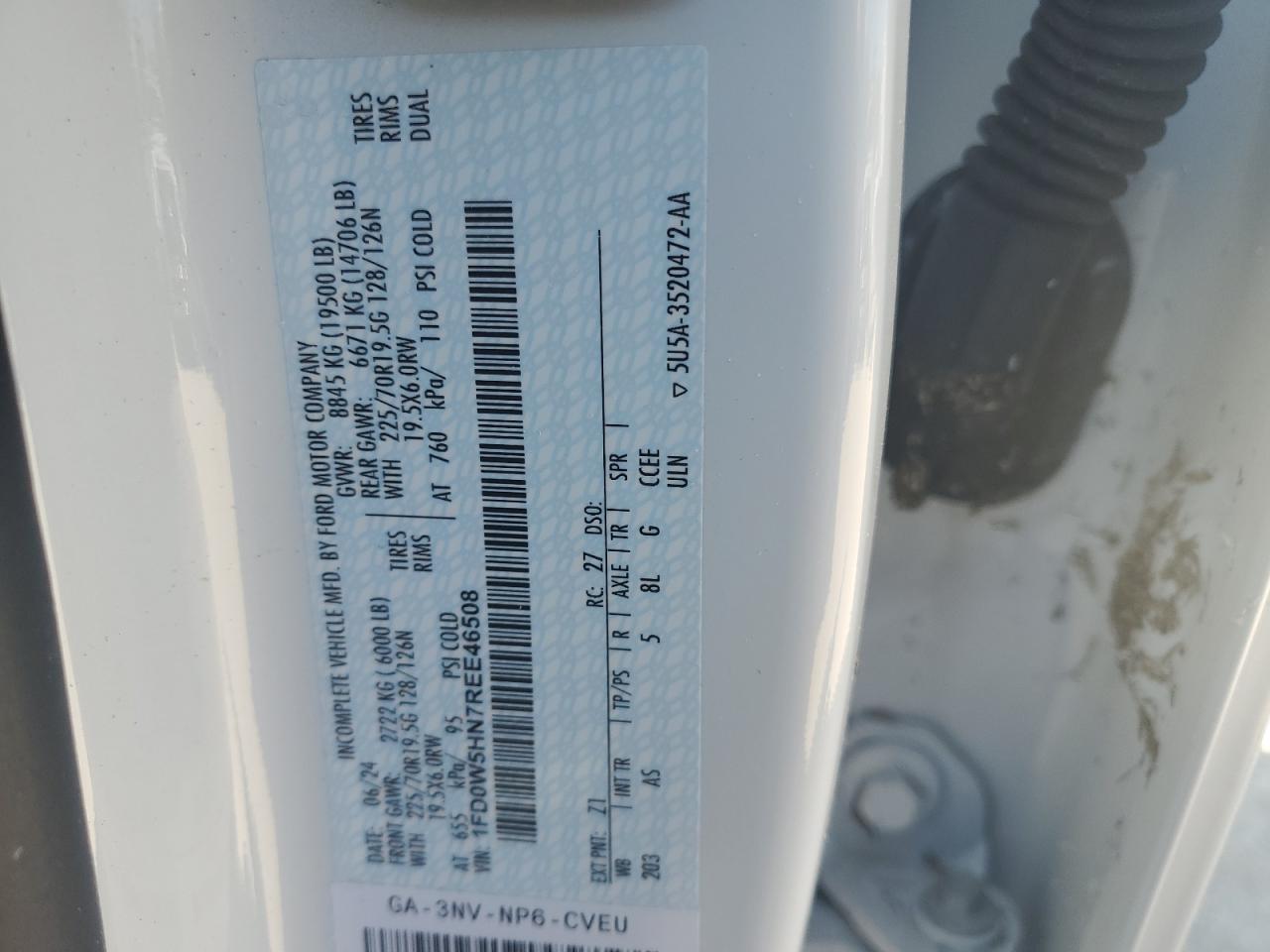 2024 Ford F550 Super Duty VIN: 1FD0W5HN7REE46508 Lot: 68930575