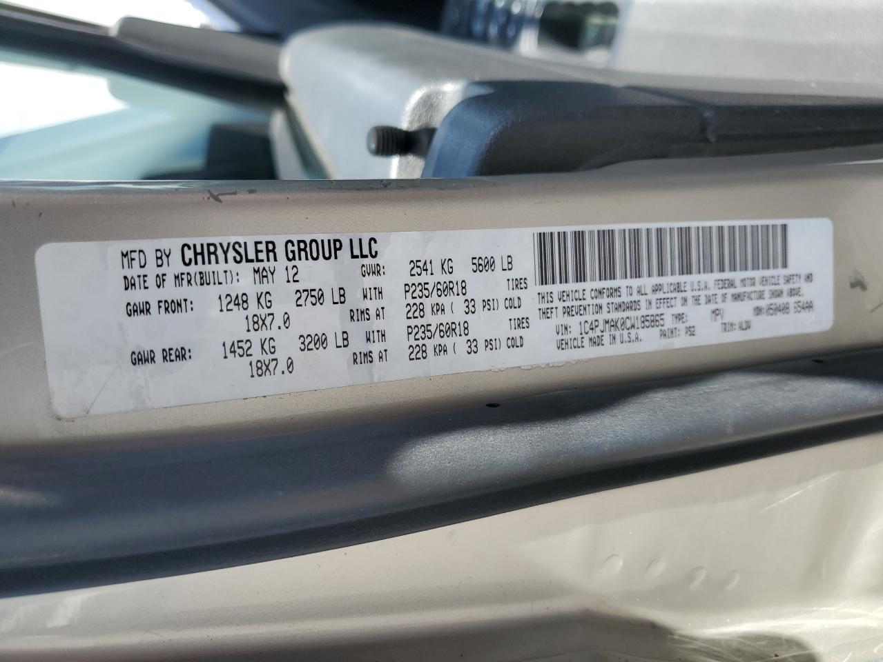 2012 Jeep Liberty Sport VIN: 1C4PJMAK0CW185865 Lot: 69009145