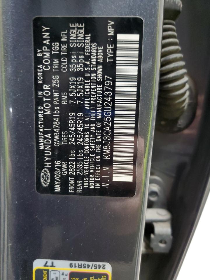 2016 Hyundai Tucson Limited VIN: KM8J3CA25GU243797 Lot: 67814225