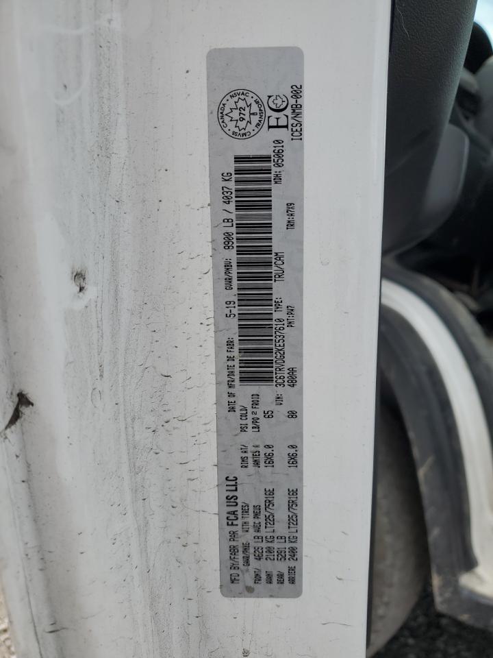 2019 Ram Promaster 2500 2500 High VIN: 3C6TRVDG2KE537610 Lot: 68896515