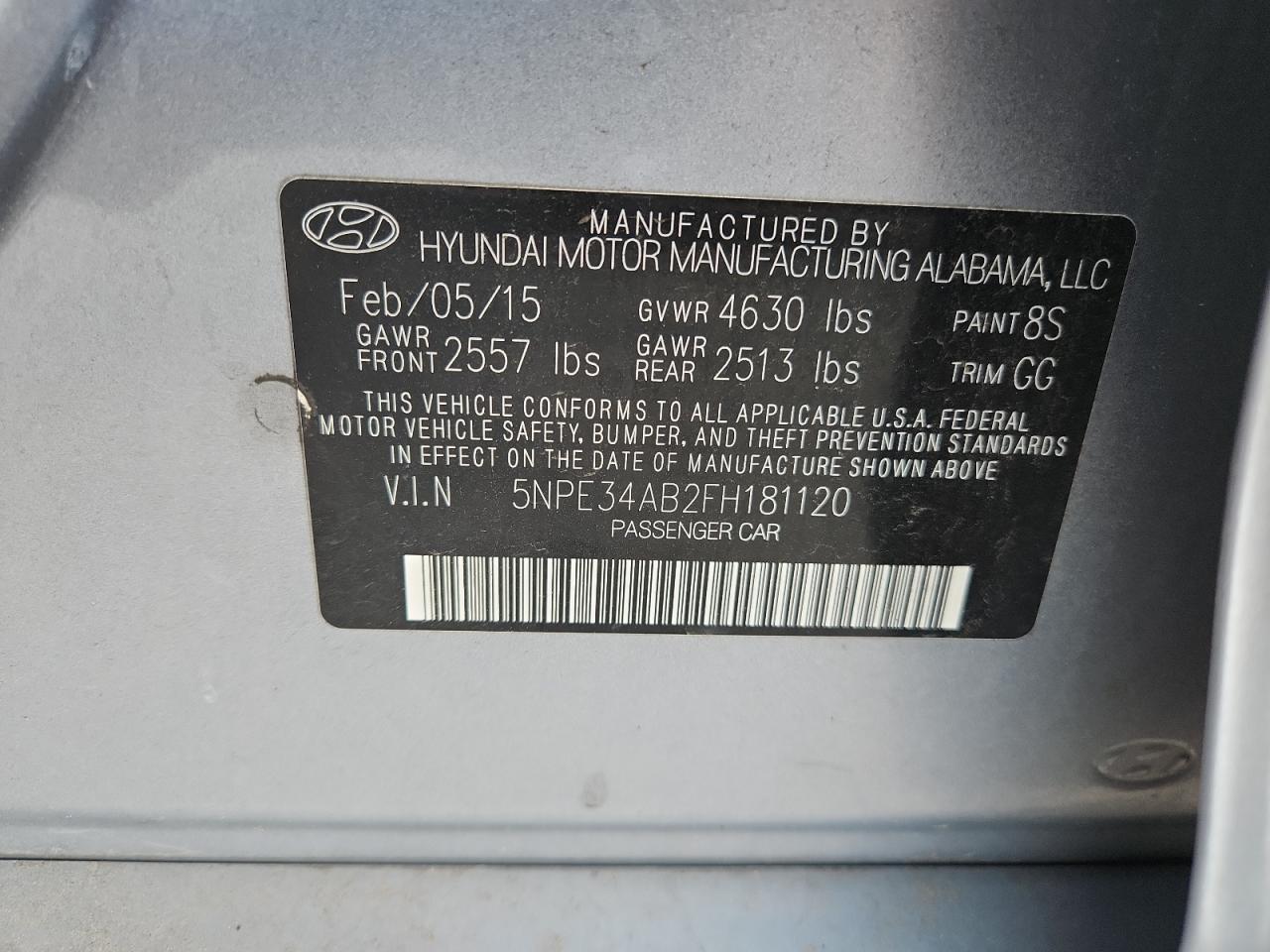 2015 Hyundai Sonata Sport VIN: 5NPE34AB2FH181120 Lot: 70036885