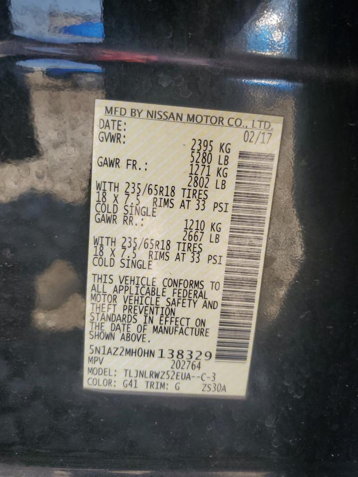 5N1AZ2MH0HN138329 2017 Nissan Murano S