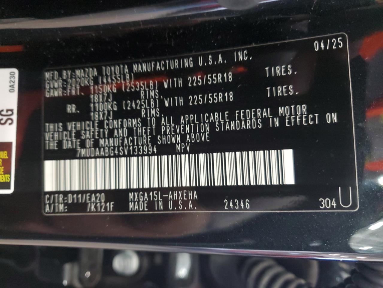 2025 Toyota Corolla Cross Xle VIN: 7MUDAABG4SV133994 Lot: 69393375