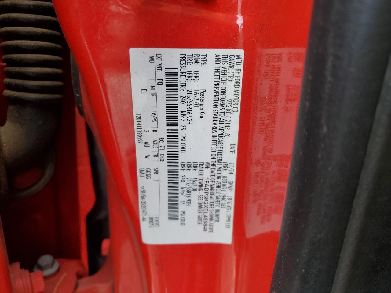 2014 Ford Focus Se VIN: 1FADP3K2XEL455849 Lot: 68003625