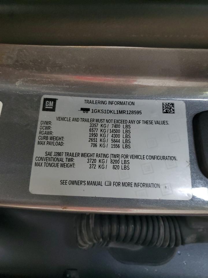 2021 GMC Yukon Denali VIN: 1GKS1DKL1MR128595 Lot: 70507075