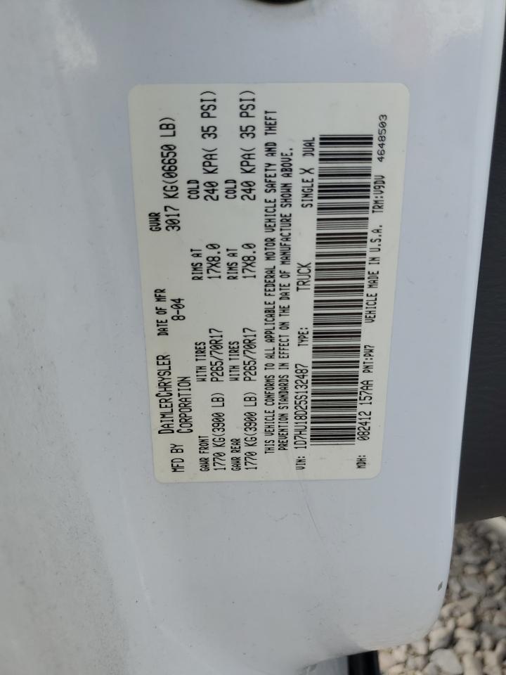 2005 Dodge Ram 1500 St VIN: 1D7HU18D25S132487 Lot: 70037435