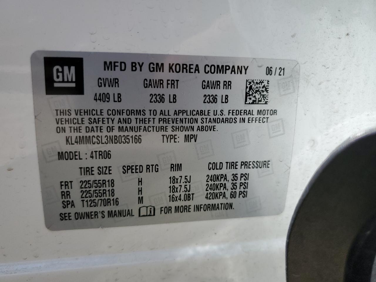 2022 Buick Encore Gx Preferred VIN: KL4MMCSL3NB035166 Lot: 67853095