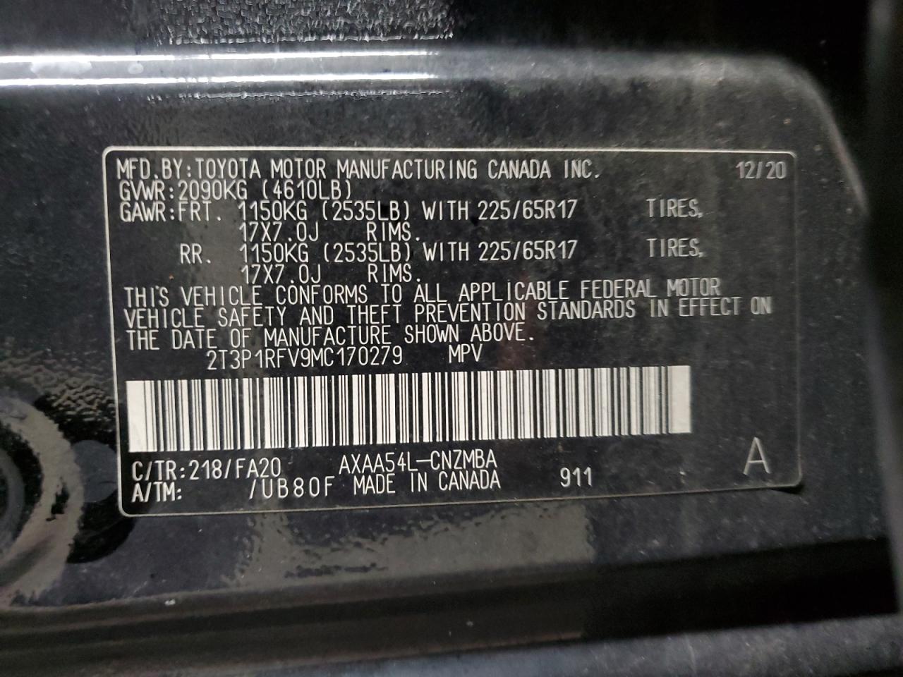 2021 Toyota Rav4 Xle VIN: 2T3P1RFV9MC170279 Lot: 69646625