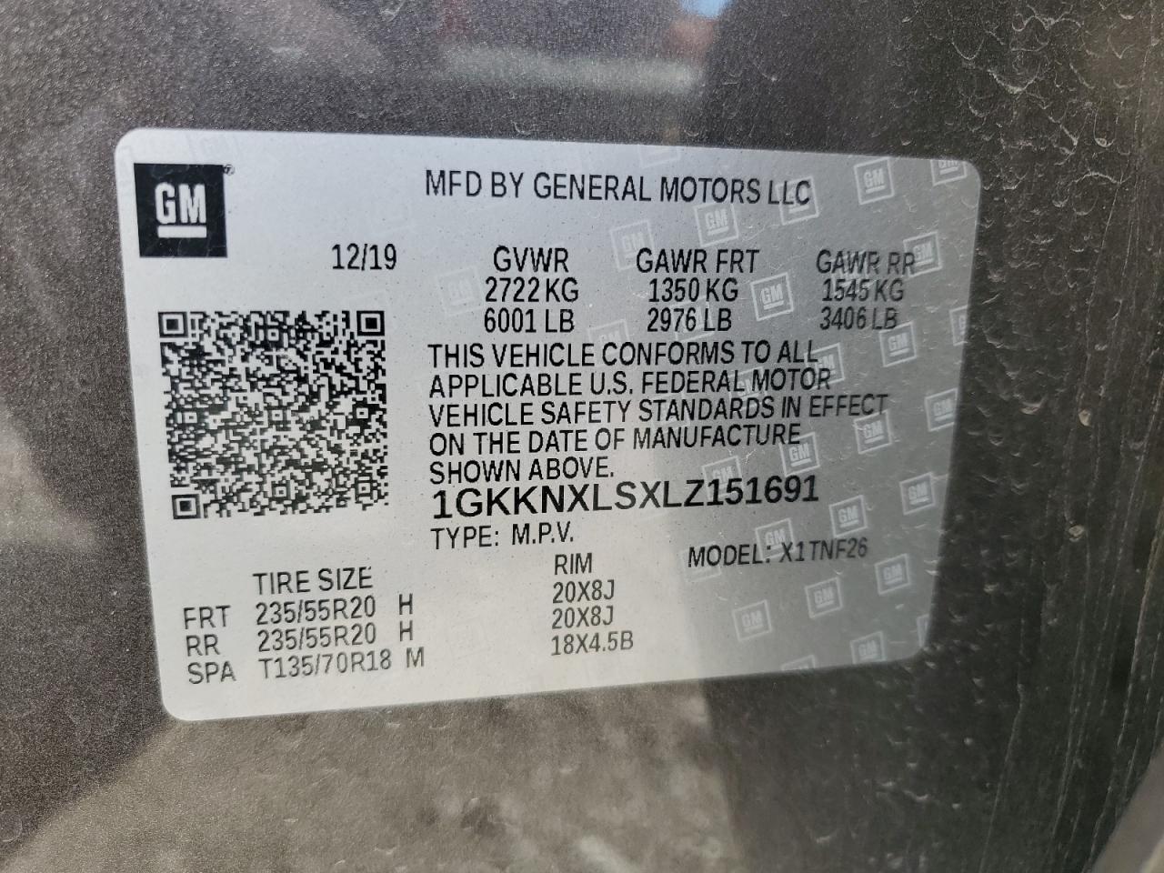 2020 GMC Acadia Denali VIN: 1GKKNXLSXLZ151691 Lot: 68025795