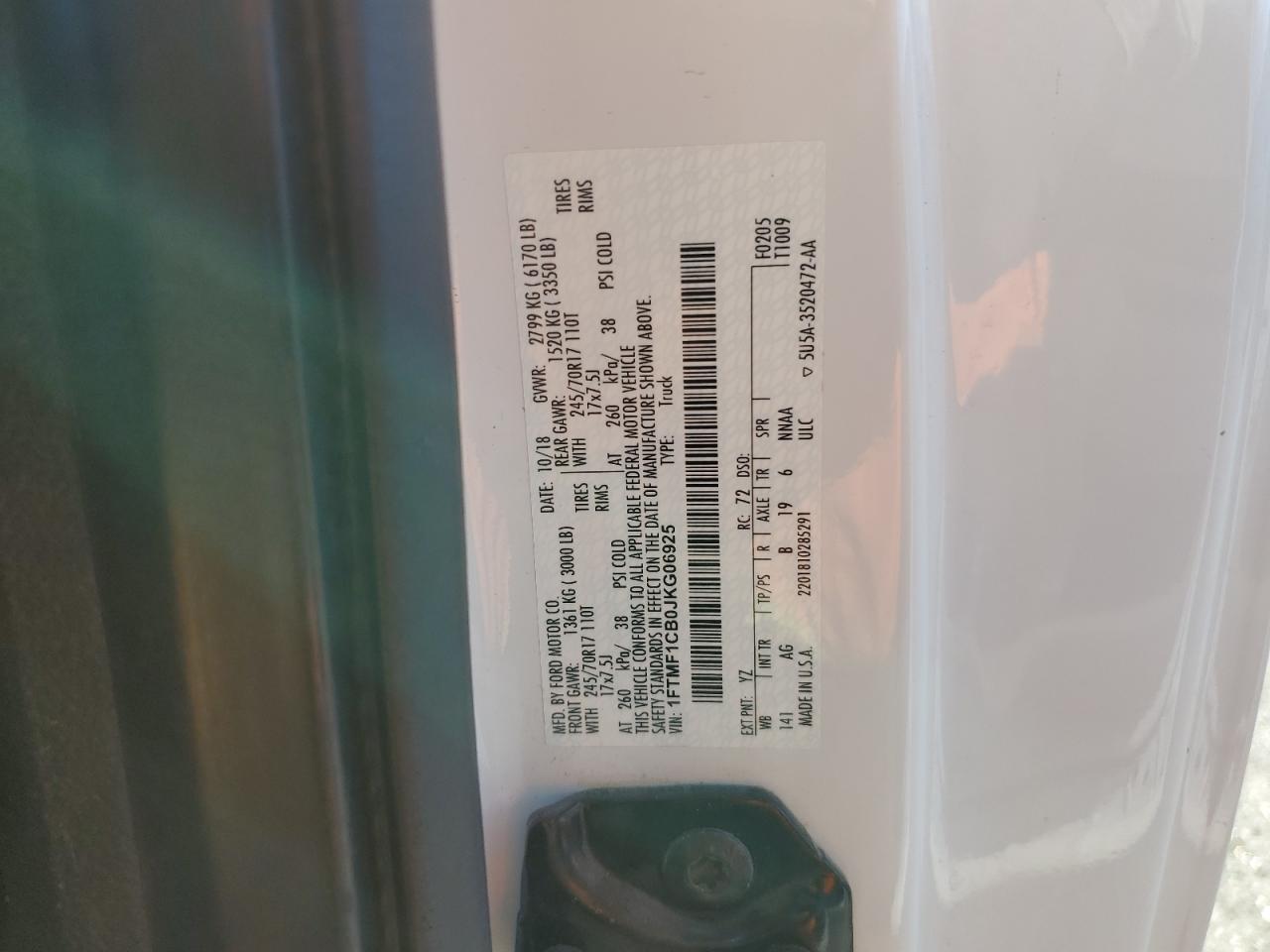 2018 Ford F150 VIN: 1FTMF1CB0JKG06925 Lot: 67956395