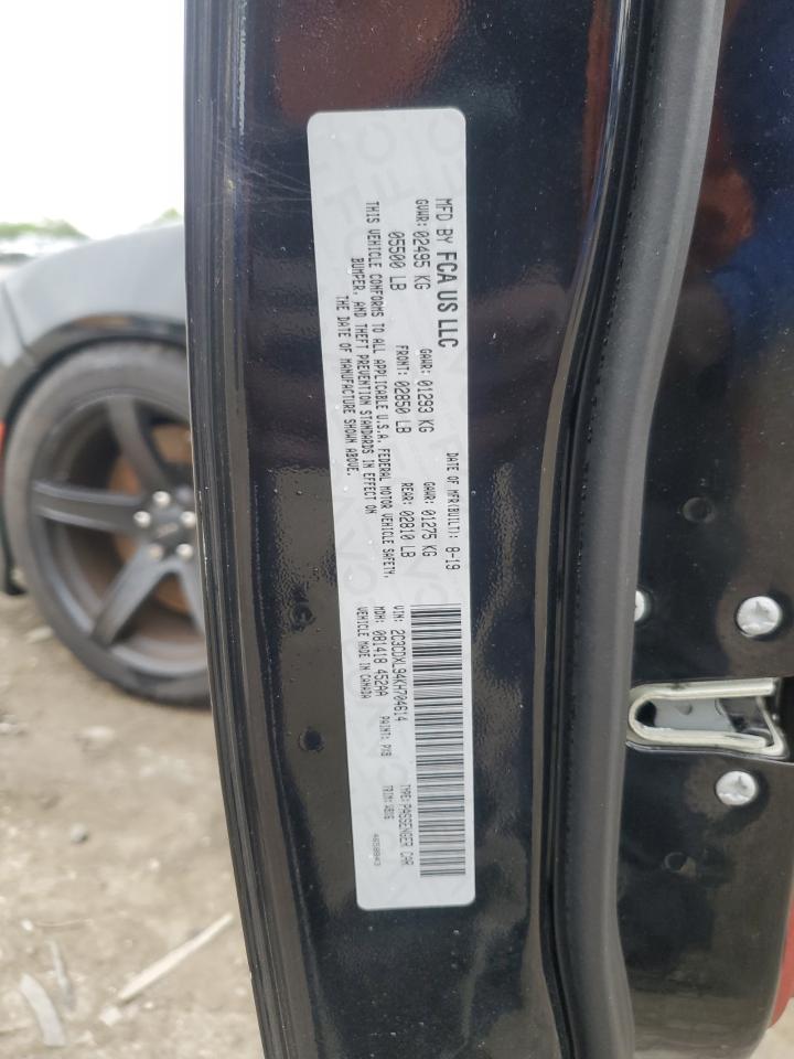 2019 Dodge Charger Srt Hellcat VIN: 2C3CDXL94KH704614 Lot: 69027275