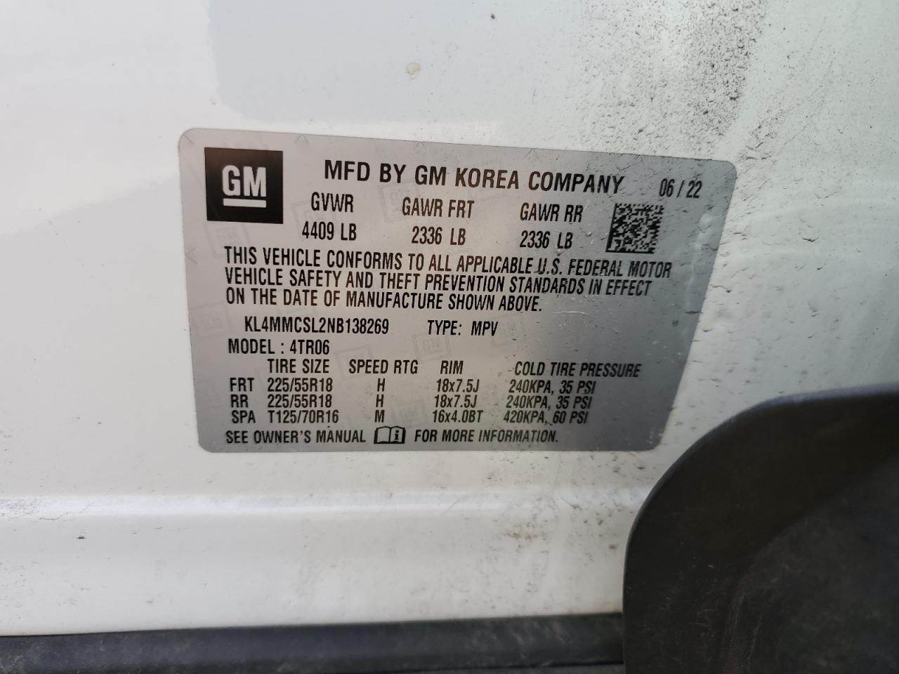 2022 Buick Encore Gx Preferred VIN: KL4MMCSL2NB138269 Lot: 70923035