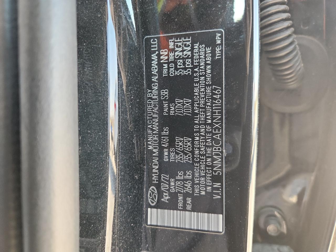 5NMJBCAEXNH116467 2022 Hyundai Tucson Sel