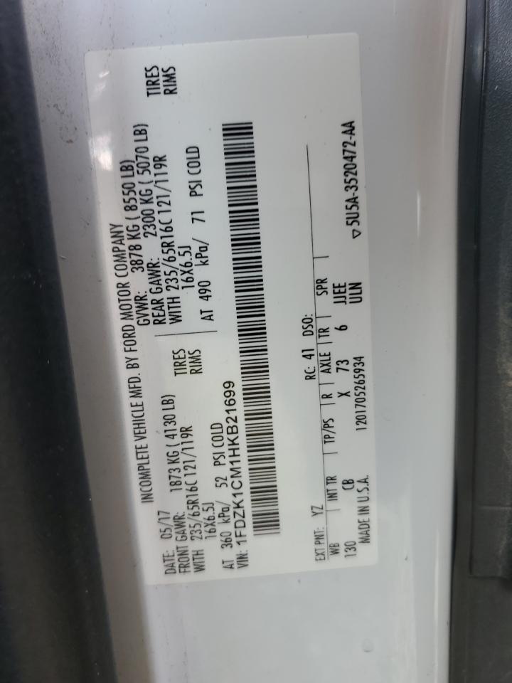 2017 Ford Transit T-150 VIN: 1FDZK1CM1HKB21699 Lot: 67281025