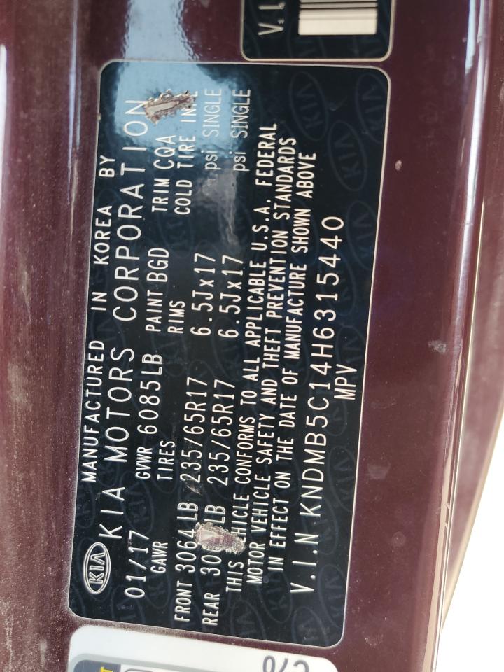 2017 Kia Sedona Lx VIN: KNDMB5C14H6315440 Lot: 67380445