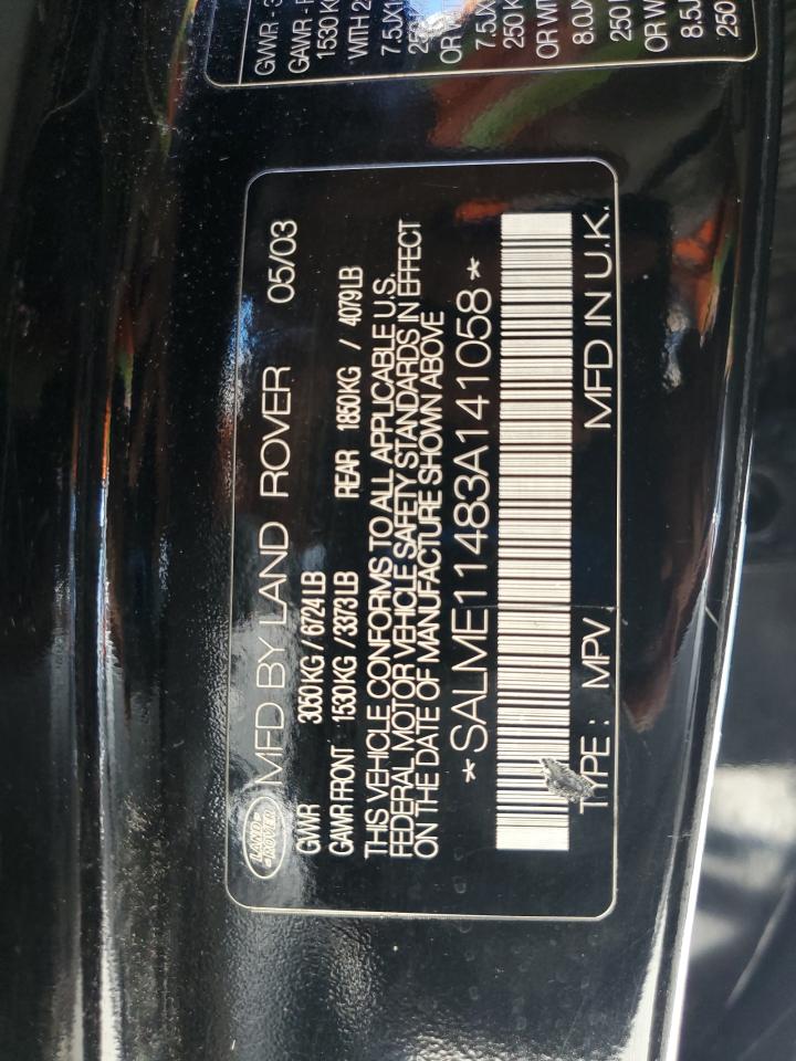 2003 Land Rover Range Rover Hse VIN: SALME11483A141058 Lot: 67276635