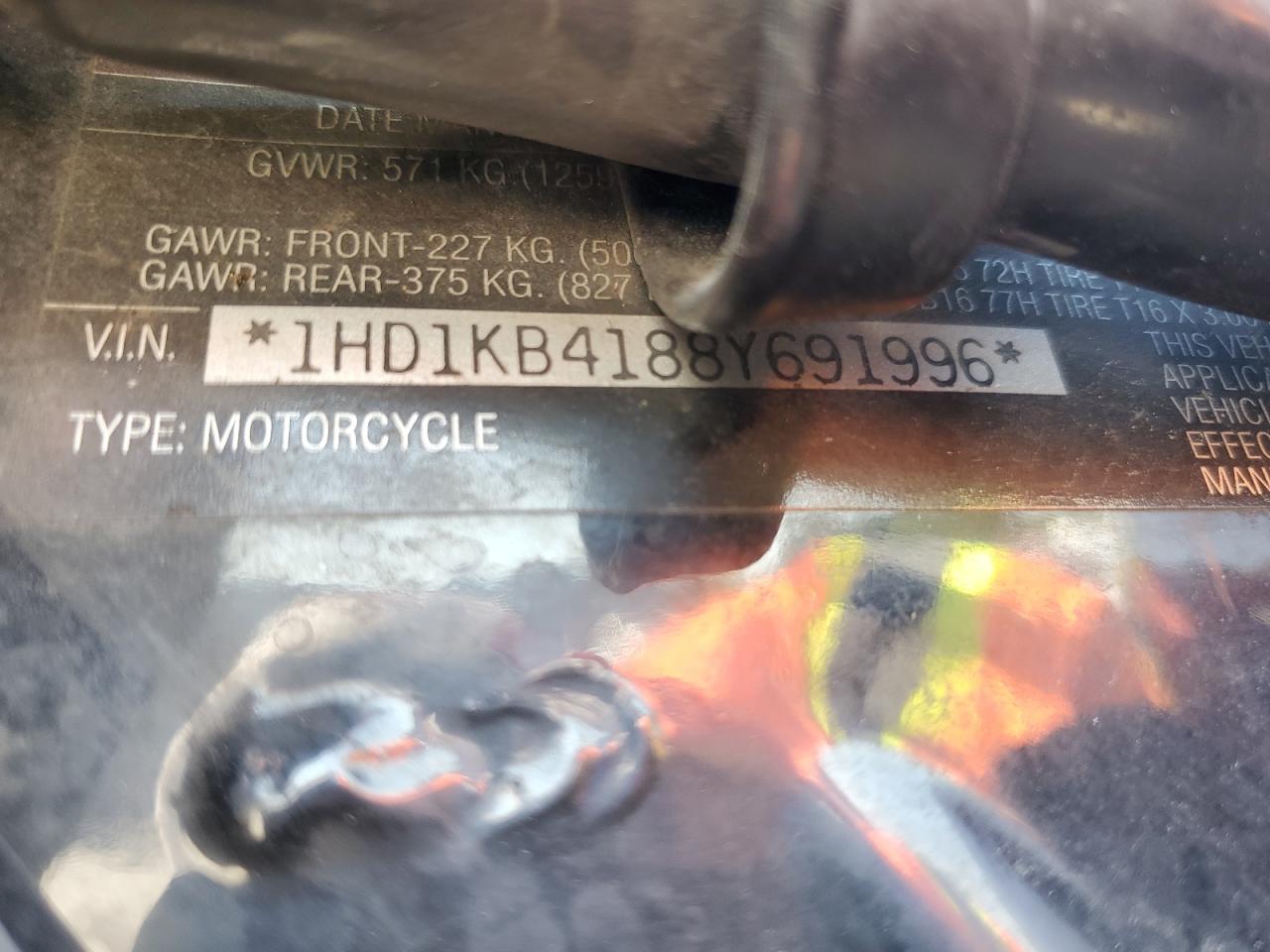 2008 Harley-Davidson Flhx VIN: 1HD1KB4188Y691996 Lot: 64236615