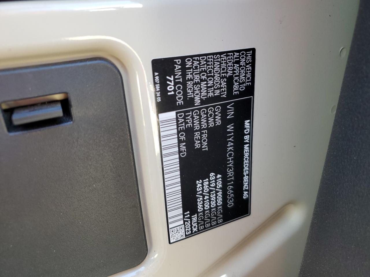 2024 Mercedes-Benz Sprinter 2500 VIN: W1Y4KCHY3RT166530 Lot: 69450805