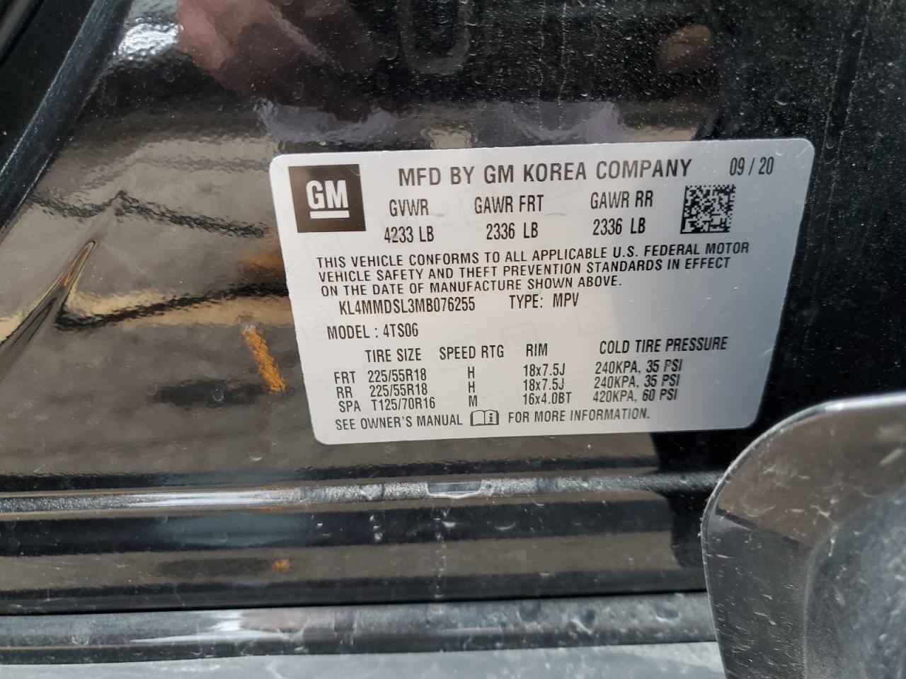 2021 Buick Encore Gx Select VIN: KL4MMDSL3MB076255 Lot: 69976235