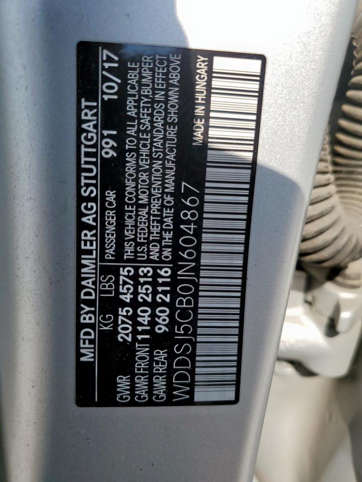 2018 Mercedes-Benz Cla 45 Amg VIN: WDDSJ5CB0JN604867 Lot: 68543215