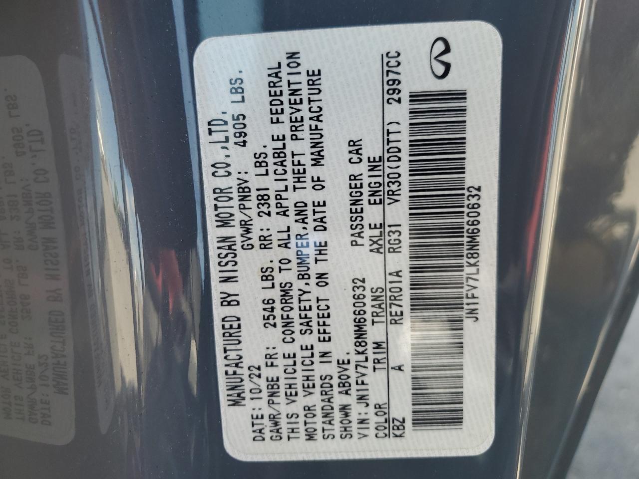 2022 Infiniti Q60 Red Sport 400 VIN: JN1FV7LK8NM660632 Lot: 70298475