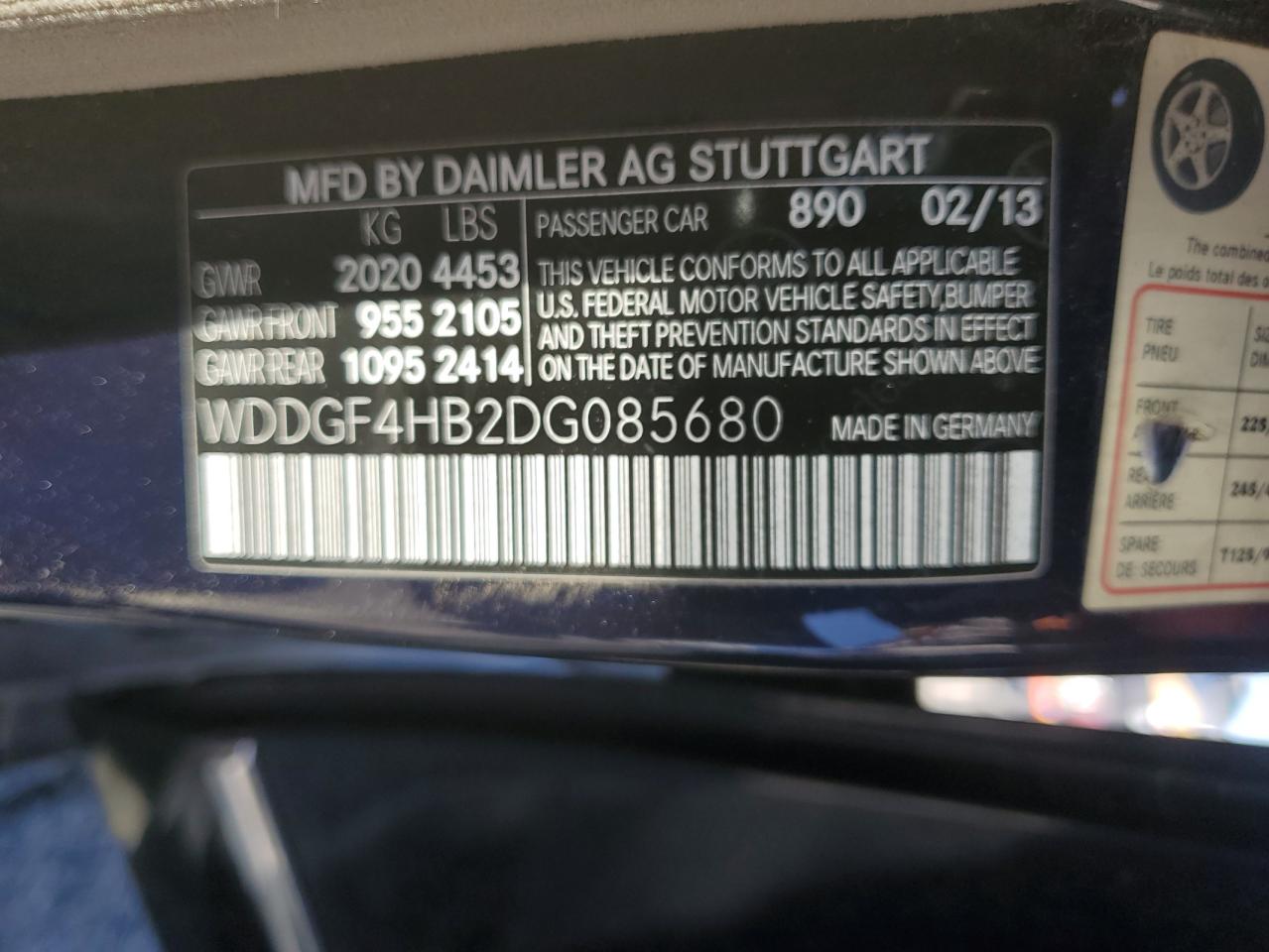 2013 Mercedes-Benz C 250 VIN: WDDGF4HB2DG085680 Lot: 70785575