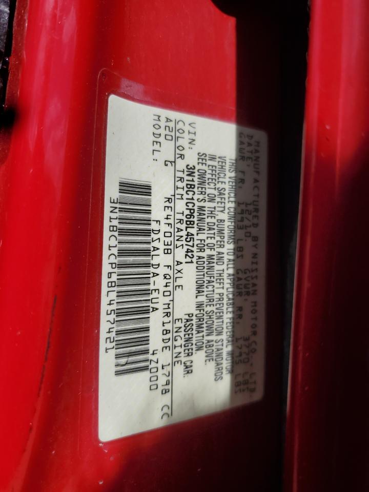 2011 Nissan Versa S VIN: 3N1BC1CP6BL457421 Lot: 69442815