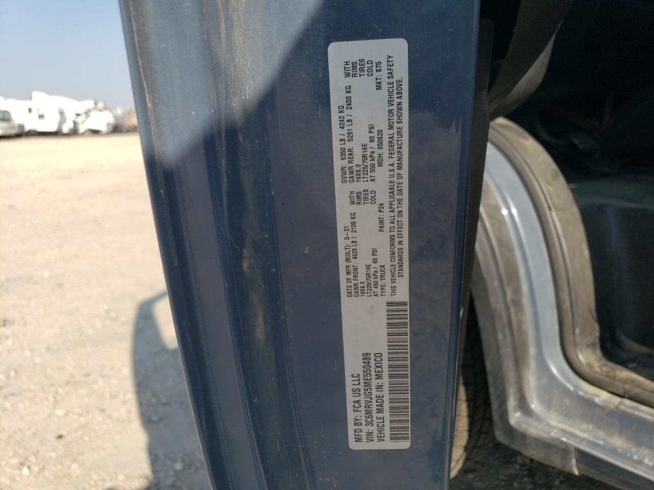 2021 Ram Promaster 3500 3500 High VIN: 3C6MRVJG5ME550489 Lot: 69478645