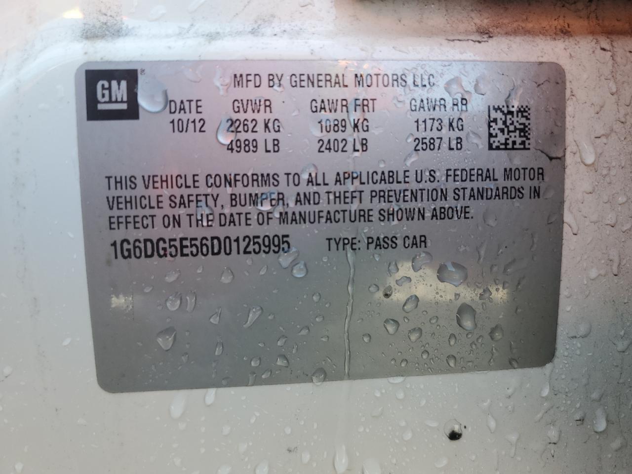 2013 Cadillac Cts Luxury Collection VIN: 1G6DG5E56D0125995 Lot: 67036705