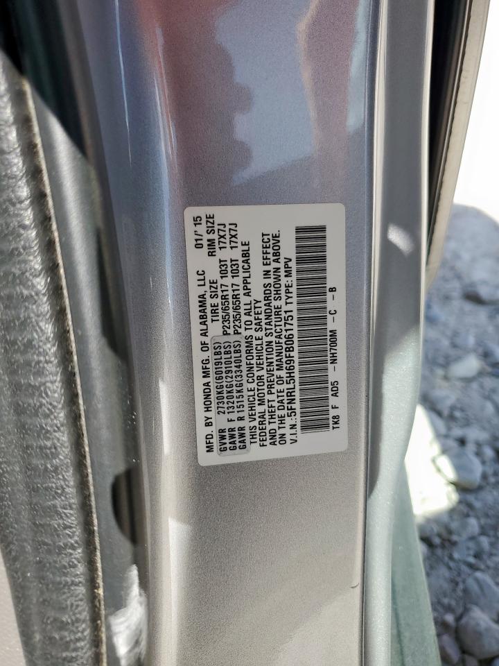 2015 Honda Odyssey Ex-L VIN: 5FNRL5H69FB061751 Lot: 43415543