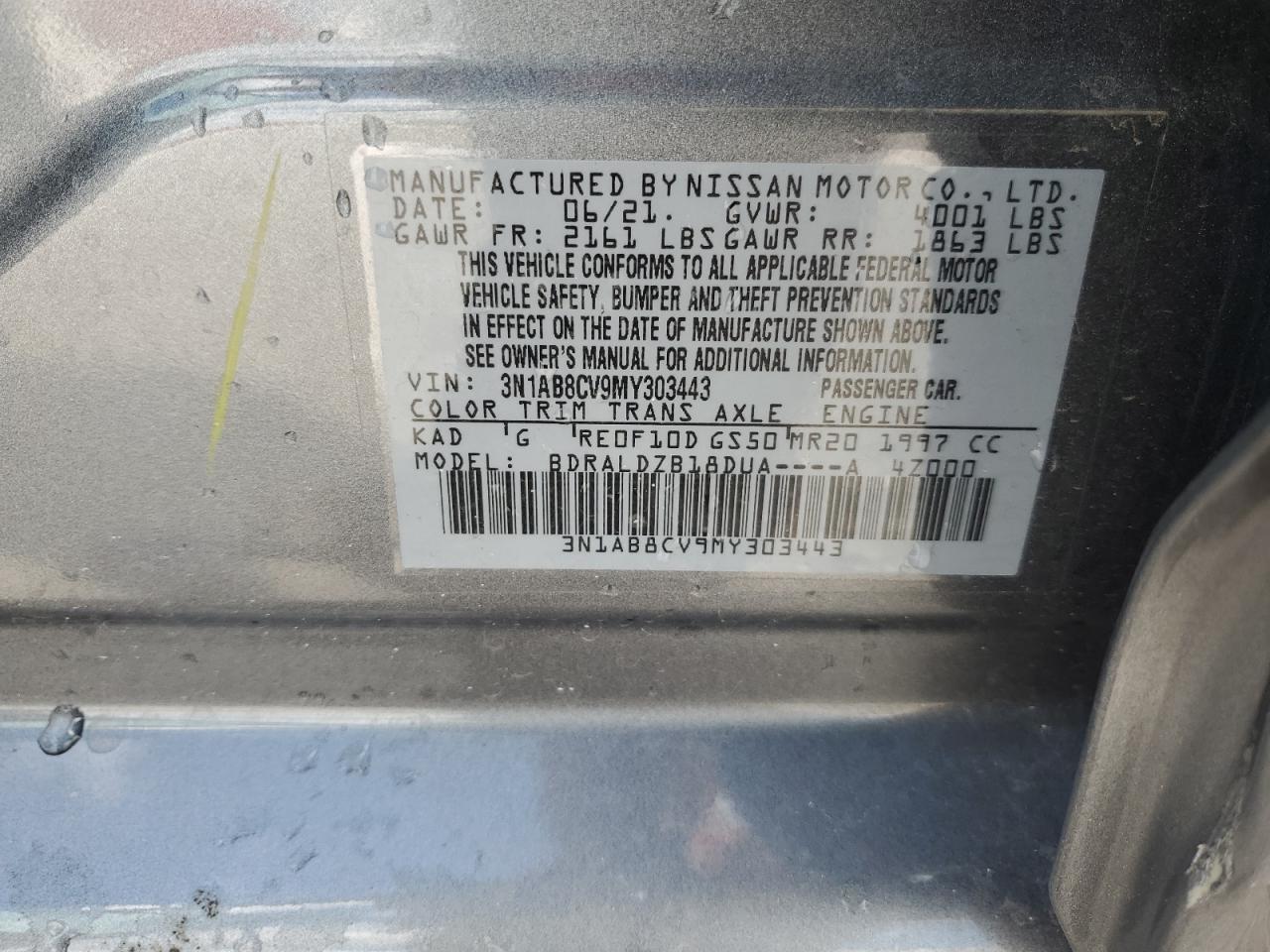 2021 Nissan Sentra Sv VIN: 3N1AB8CV9MY303443 Lot: 70762755