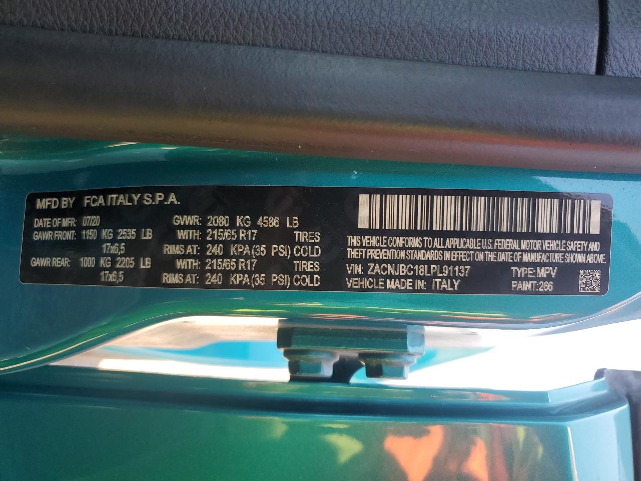 2020 Jeep Renegade Trailhawk VIN: ZACNJBC18LPL91137 Lot: 68213705