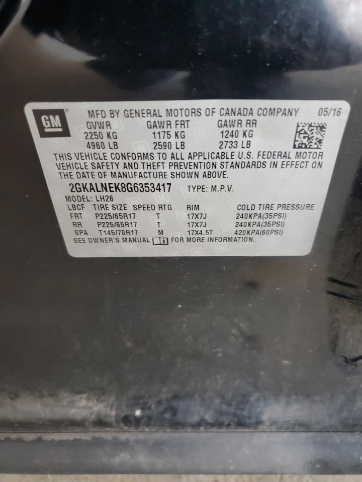 2016 GMC Terrain Sle VIN: 2GKALNEK8G6353417 Lot: 68318975