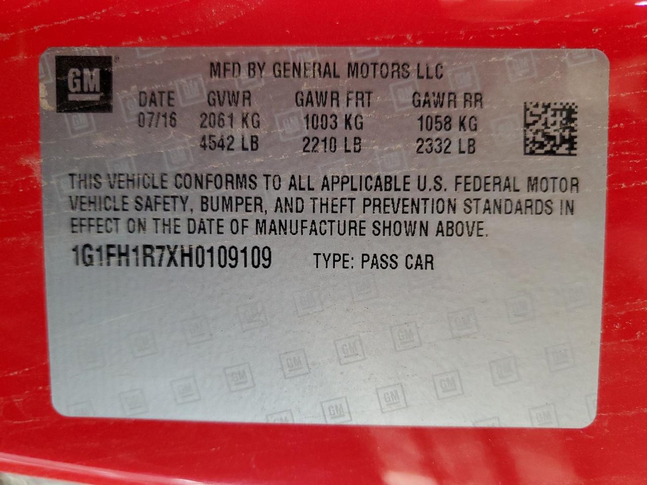 2017 Chevrolet Camaro Ss VIN: 1G1FH1R7XH0109109 Lot: 71554825