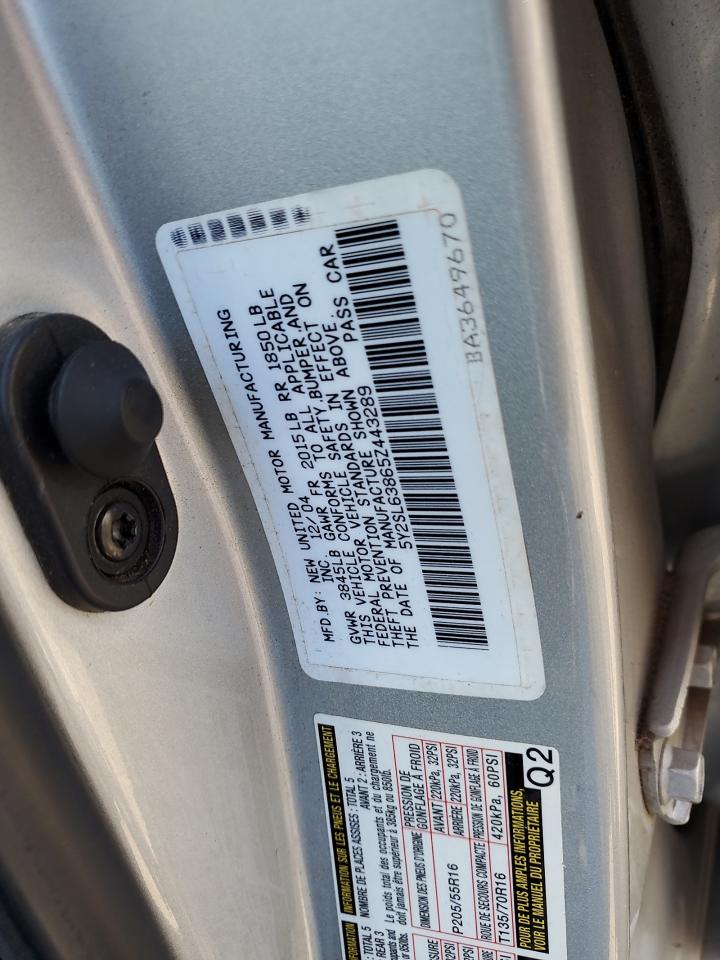 2005 Pontiac Vibe VIN: 5Y2SL63865Z443289 Lot: 70111405