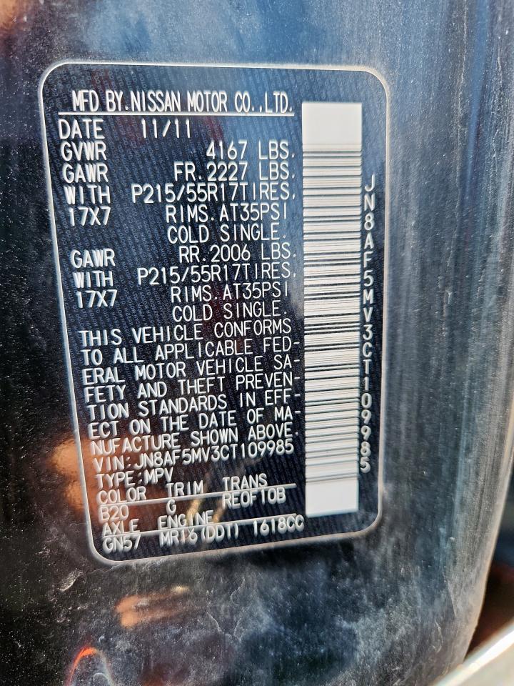 2012 Nissan Juke S VIN: JN8AF5MV3CT109985 Lot: 70209605