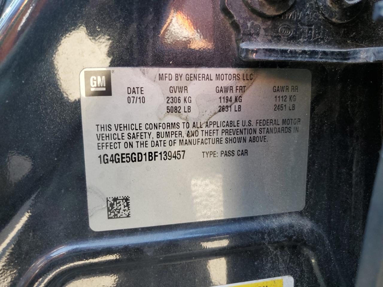 2011 Buick Lacrosse Cxs VIN: 1G4GE5GD1BF139457 Lot: 90076725