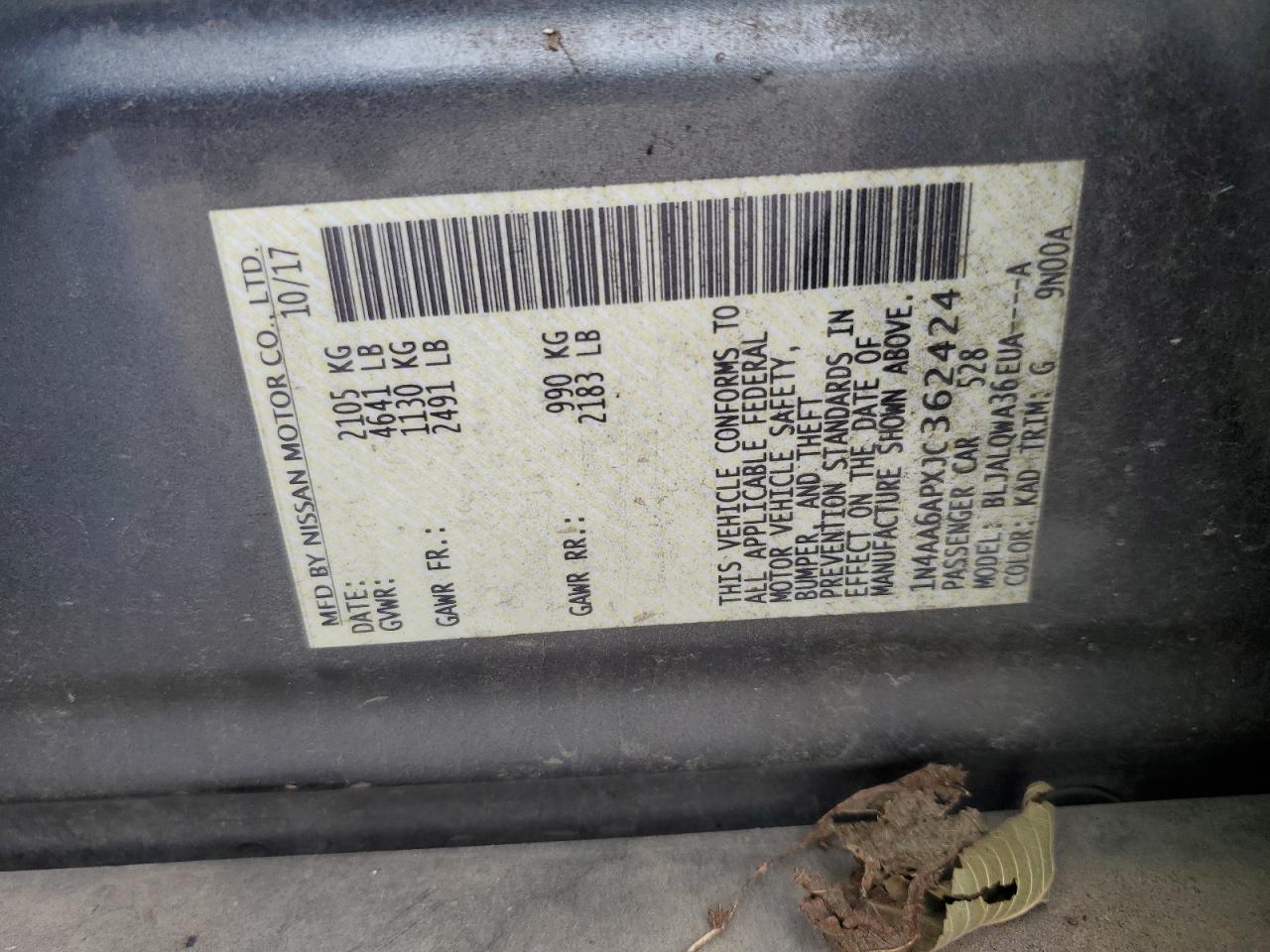 2018 Nissan Maxima 3.5S VIN: 1N4AA6APXJC362424 Lot: 70672225