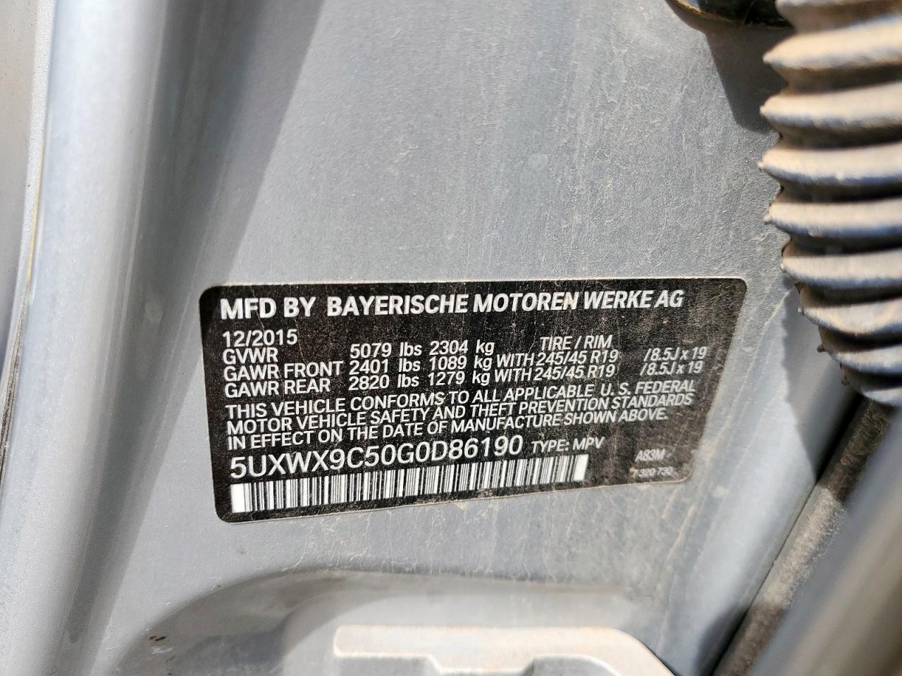 2016 BMW X3 xDrive28I VIN: 5UXWX9C50G0D86190 Lot: 67518705