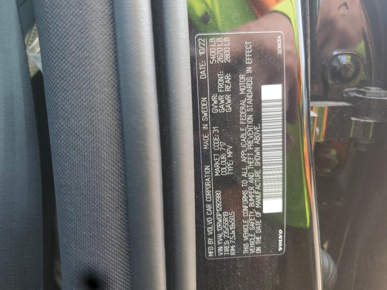 2023 Volvo Xc60 Plus VIN: YV4L12RW0P1282980 Lot: 66730445