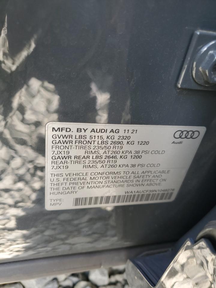 2022 Audi Q3 Premium 40 VIN: WA1AUCF39N1048278 Lot: 70220635