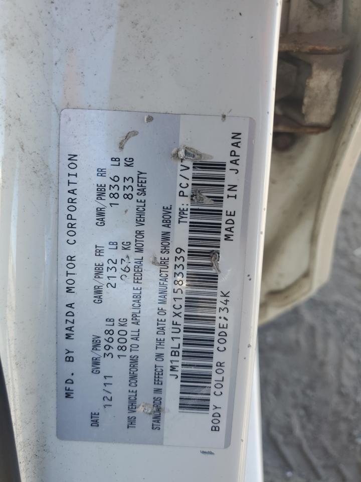 2012 Mazda 3 I VIN: JM1BL1UFXC1583339 Lot: 69011465